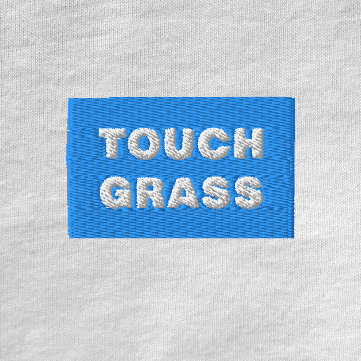 Unisex Muscle Shirt - WHITE - TOUCH GRASS (blue)