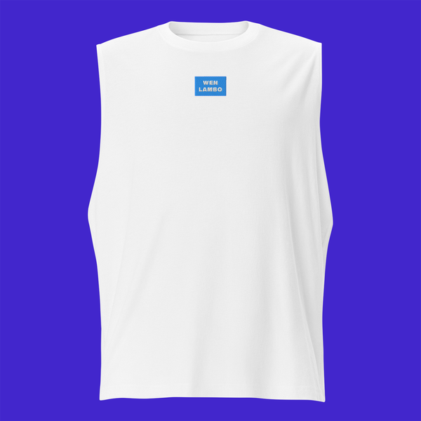 Unisex Muscle Shirt - WHITE - WEN LAMBO (blue)