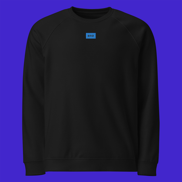Unisex Organic Raglan Sweatshirt - BLACK - BRO (blue)