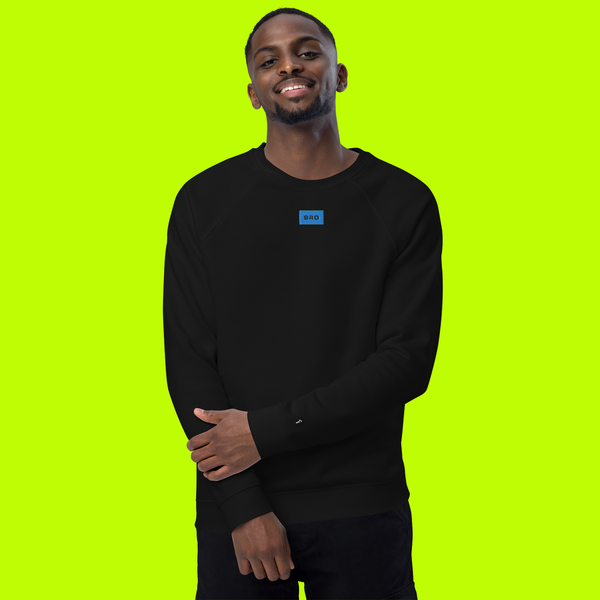 Unisex Organic Raglan Sweatshirt - BLACK - BRO (blue)