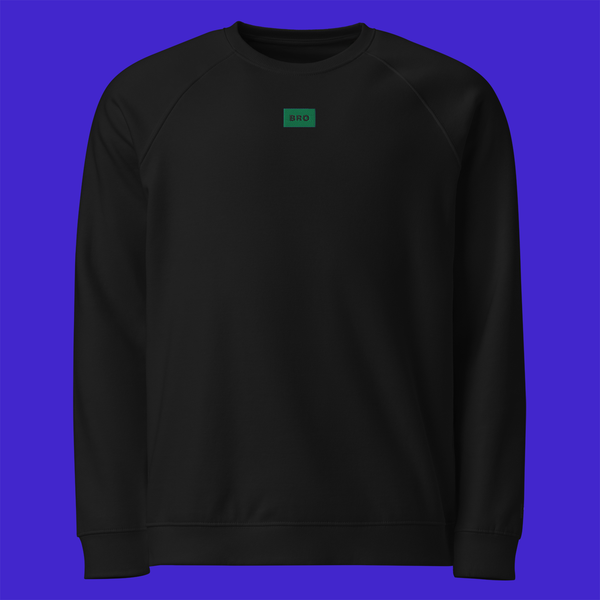 Unisex Organic Raglan Sweatshirt - BLACK - BRO (green)