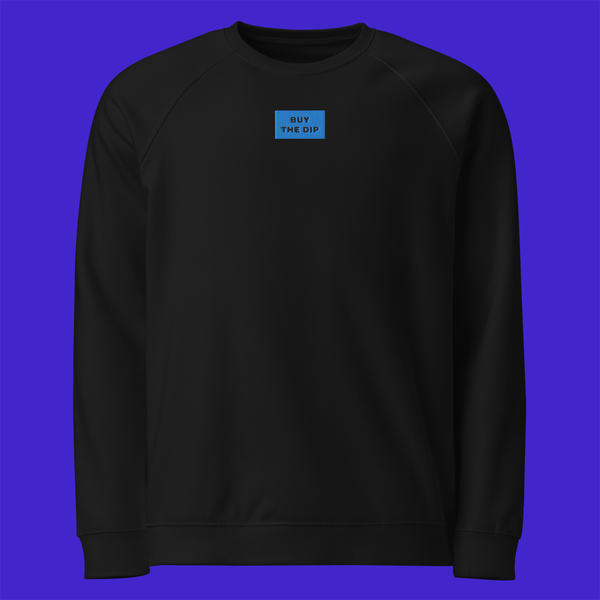 Unisex Organic Raglan Sweatshirt - BLACK - BUY THE DIP (blue)