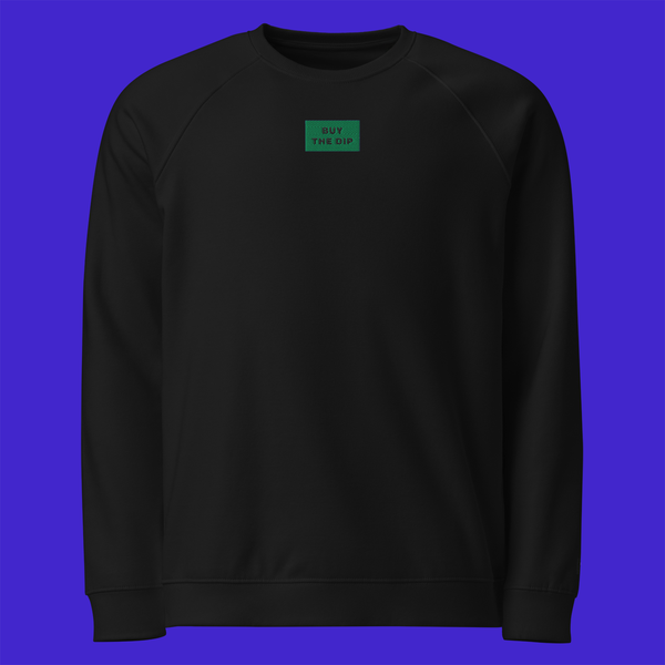 Unisex Organic Raglan Sweatshirt - BLACK - BUY THE DIP (green)