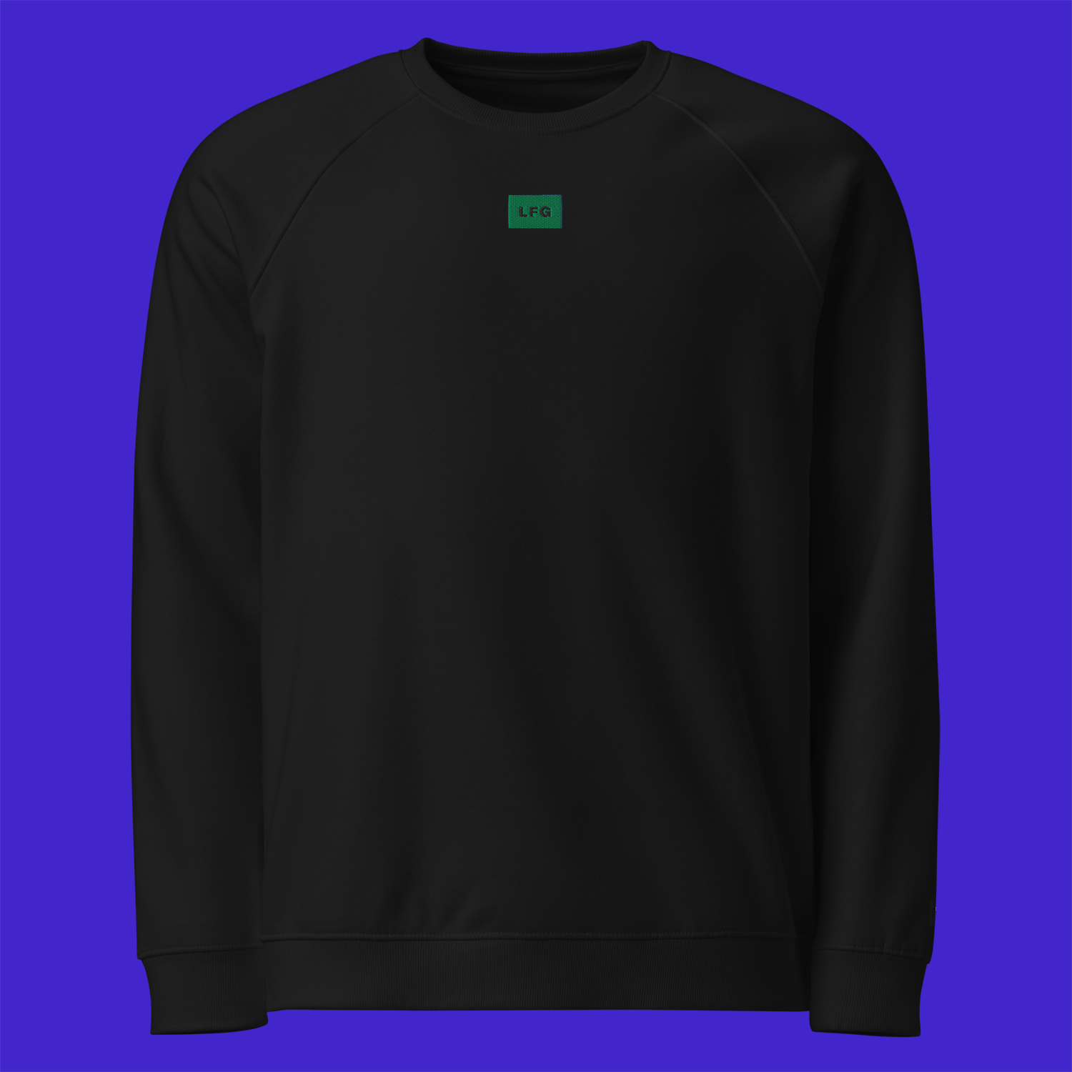 Unisex Organic Raglan Sweatshirt - BLACK - LFG (green)