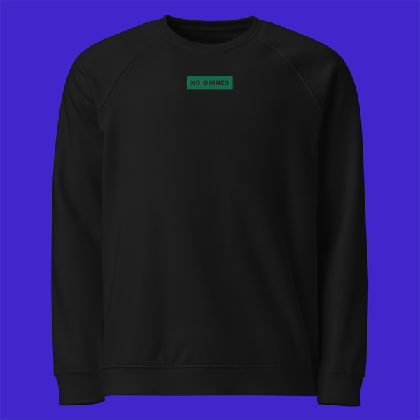 Unisex Organic Raglan Sweatshirt - BLACK - NO-COINER (green)