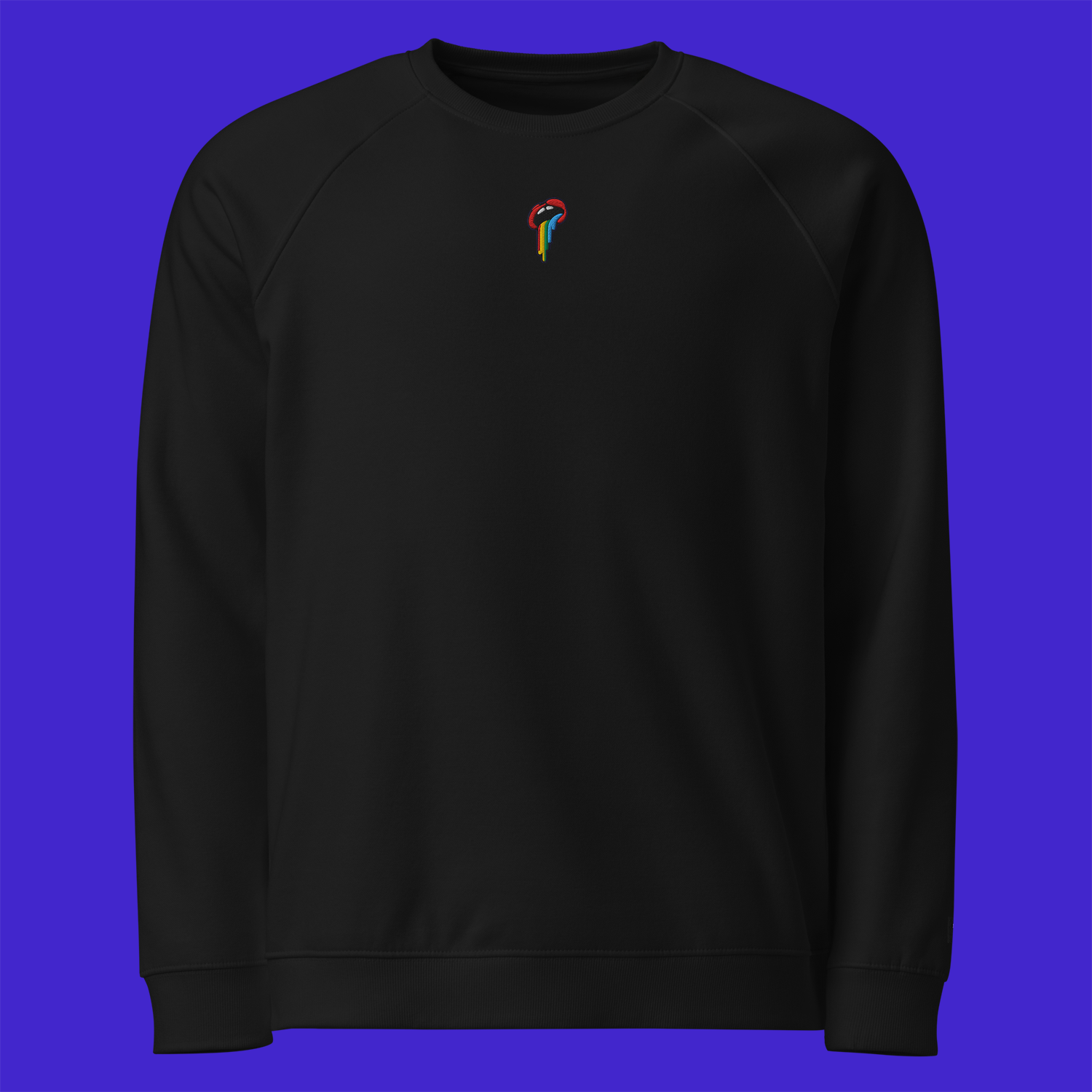 Unisex Organic Raglan Sweatshirt - BLACK - Rainbow