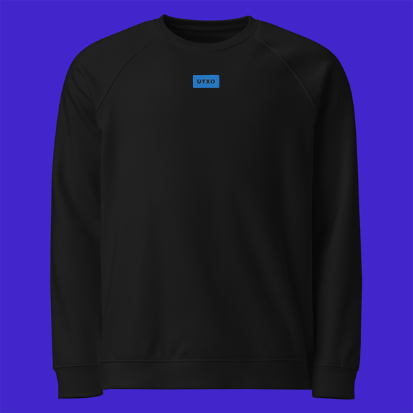 Unisex Organic Raglan Sweatshirt - BLACK - UTXO (blue)