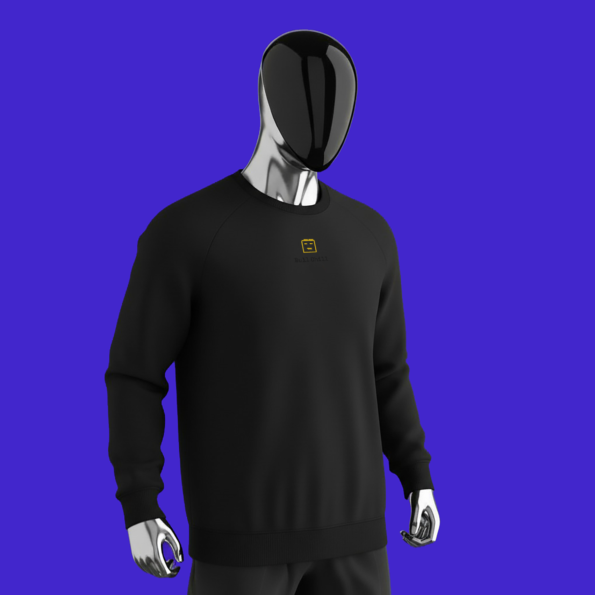 Unisex Organic Raglan Sweatshirt - BLACK - BullChill