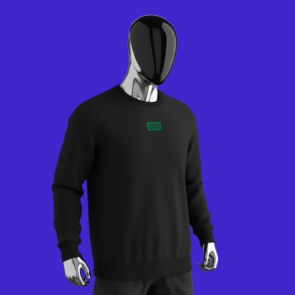 Unisex Organic Raglan Sweatshirt - BLACK - TOUCH GRASS (green)