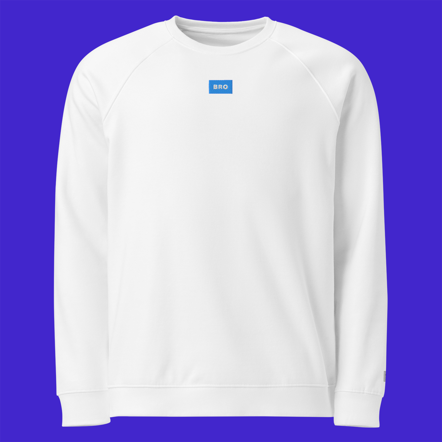Unisex Organic Raglan Sweatshirt - WHITE - BRO (blue)