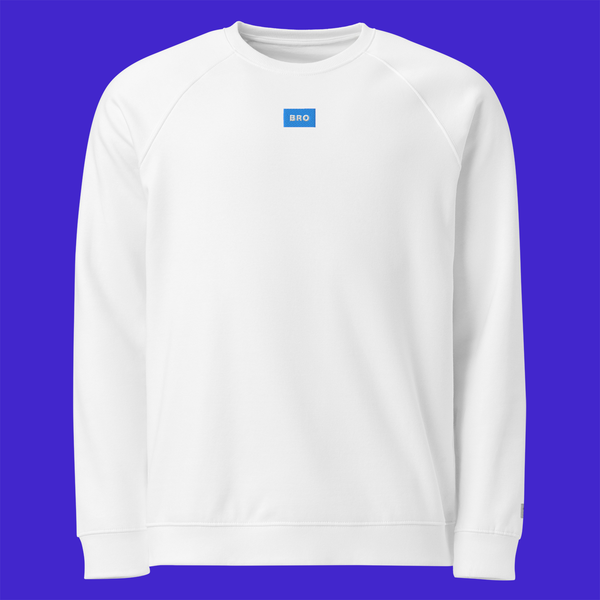Unisex Organic Raglan Sweatshirt - WHITE - BRO (blue)