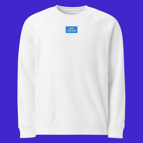 Unisex Organic Raglan Sweatshirt - WHITE - BUY THE DIP (blue)