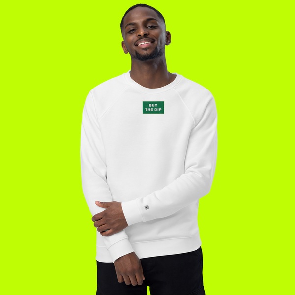 Unisex Organic Raglan Sweatshirt - WHITE - BUY THE DIP (green)