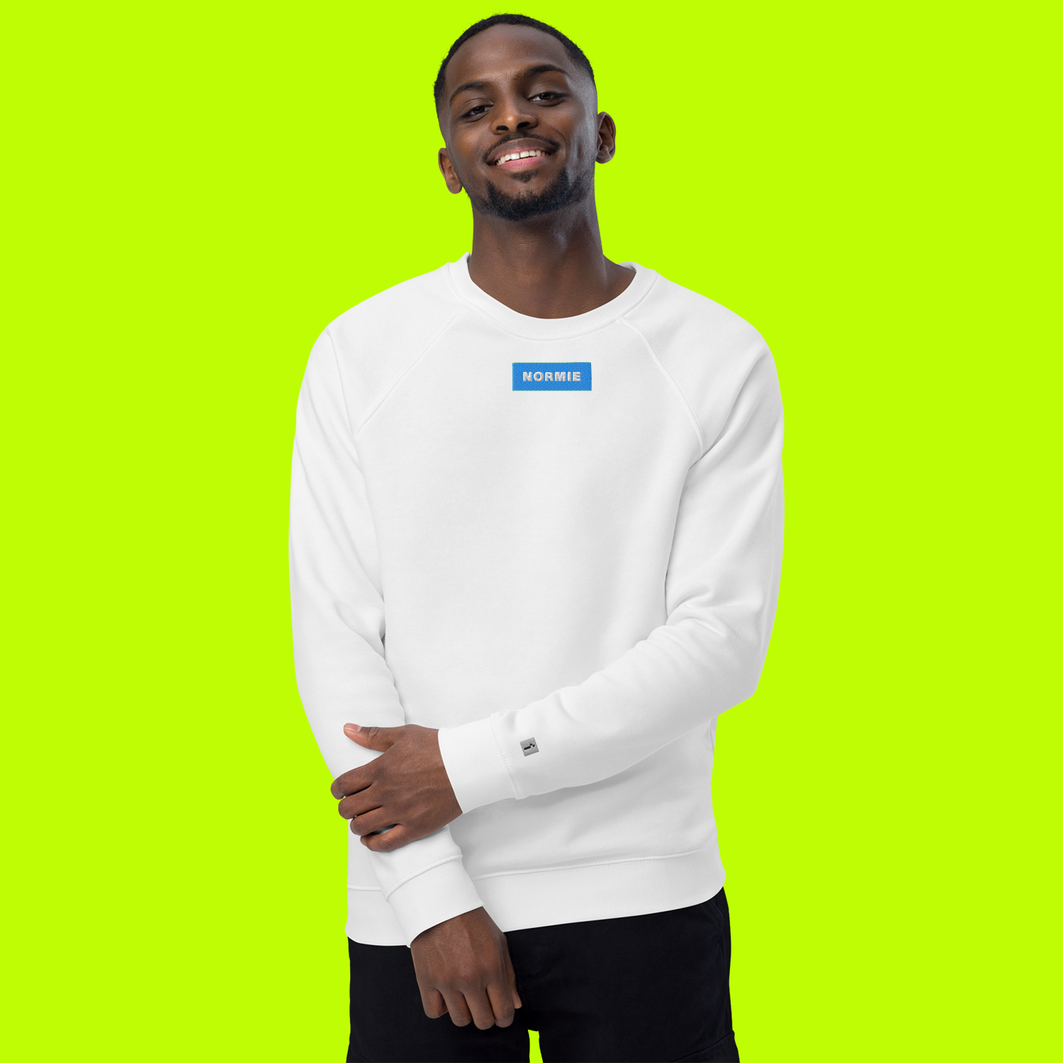 Unisex Organic Raglan Sweatshirt - WHITE - NORMIE (blue)