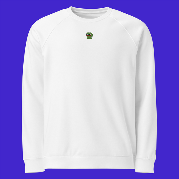 Unisex Organic Raglan Sweatshirt - WHITE - Pepe