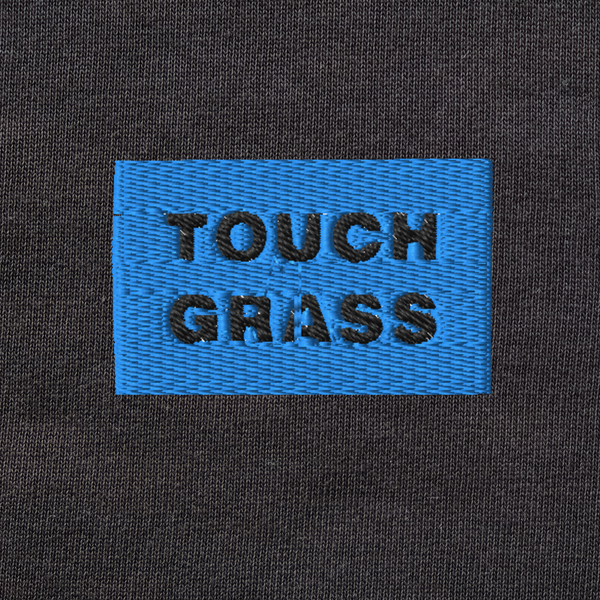 Unisex Organic Sweatshirt - BLACK - TOUCH GRASS (blue)