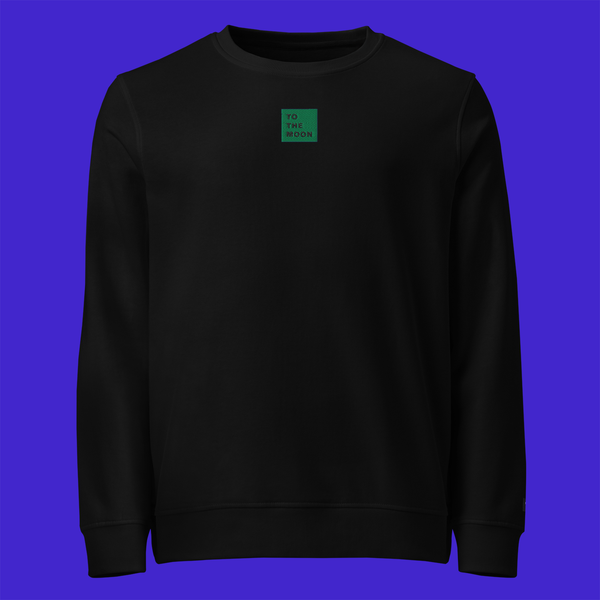 Unisex Organic Sweatshirt - BLACK - TO THE MOON (green)