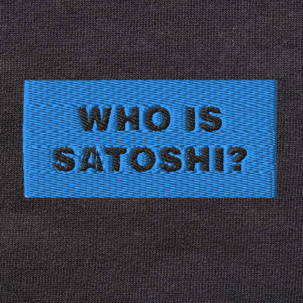 Unisex Organic Sweatshirt - BLACK - WHO IS SATOSHI (blue)