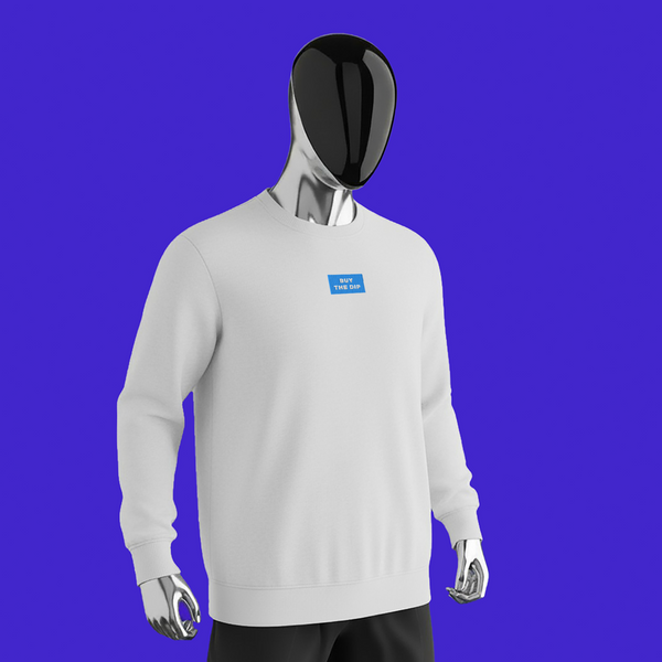 Unisex Organic Sweatshirt - WHITE - BUY THE DIP (blue)