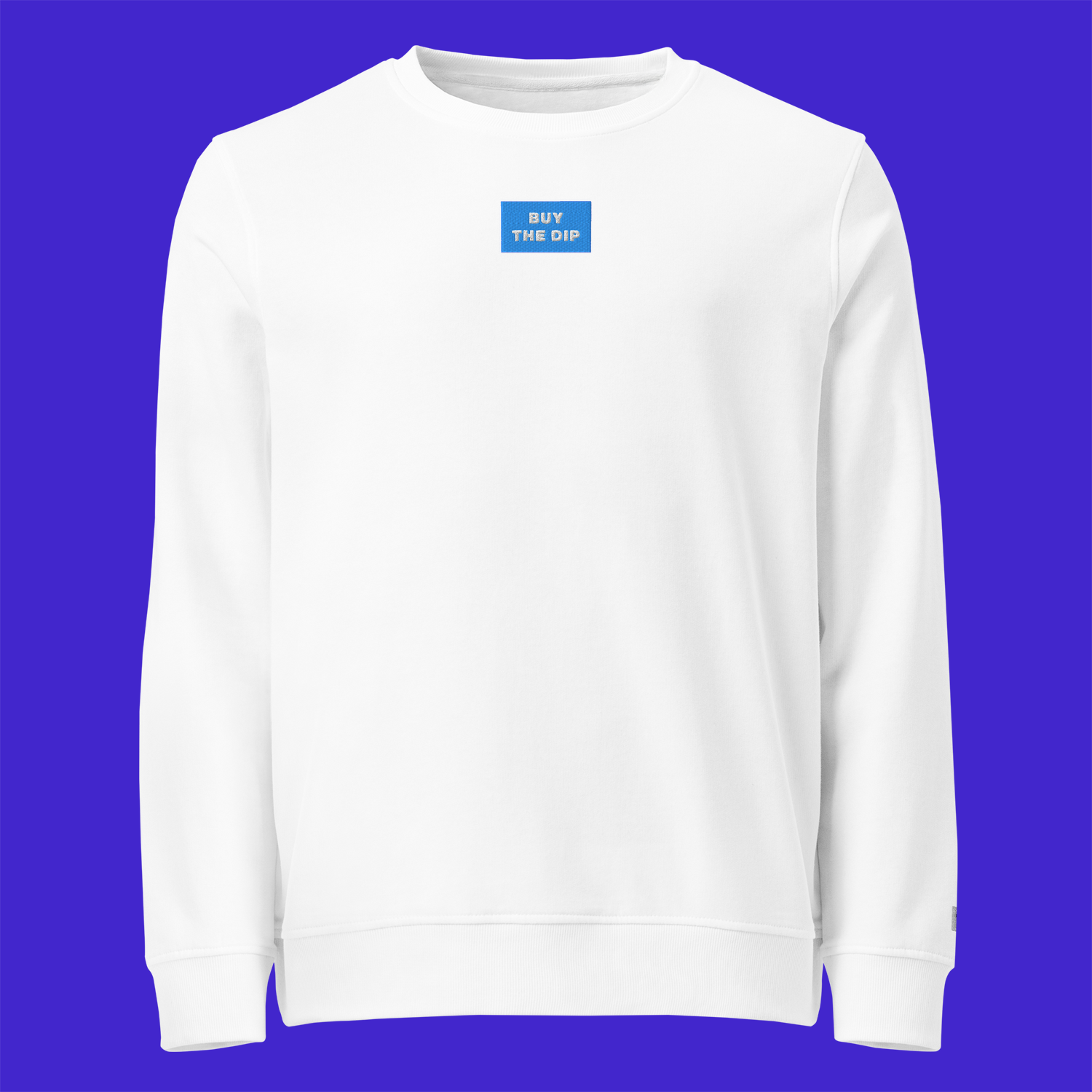 Unisex Organic Sweatshirt - WHITE - BUY THE DIP (blue)