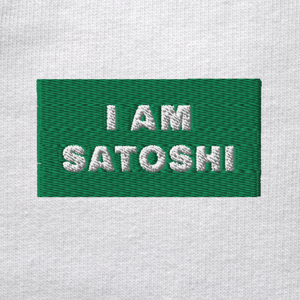 Unisex Organic Sweatshirt - WHITE - I AM SATOSHI (green)
