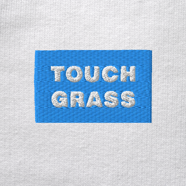 Unisex Organic Sweatshirt - WHITE - TOUCH GRASS (blue)