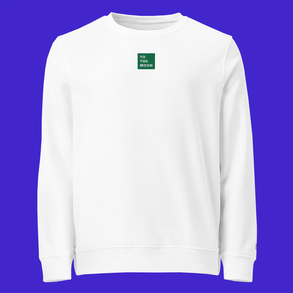 Unisex Organic Sweatshirt - WHITE - TO THE MOON (green)