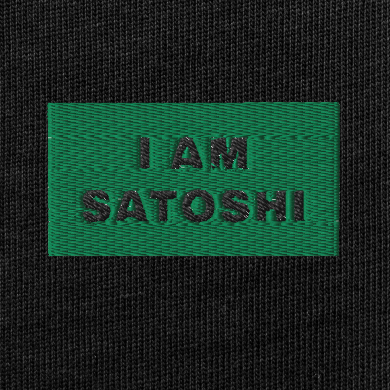 Unisex Premium Heavyweight Long Sleeve Shirt - BLACK - I AM SATOSHI (green)