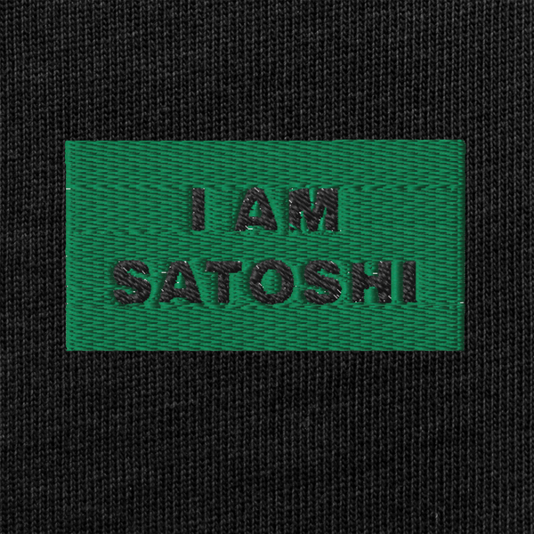 Unisex Premium Heavyweight Long Sleeve Shirt - BLACK - I AM SATOSHI (green)