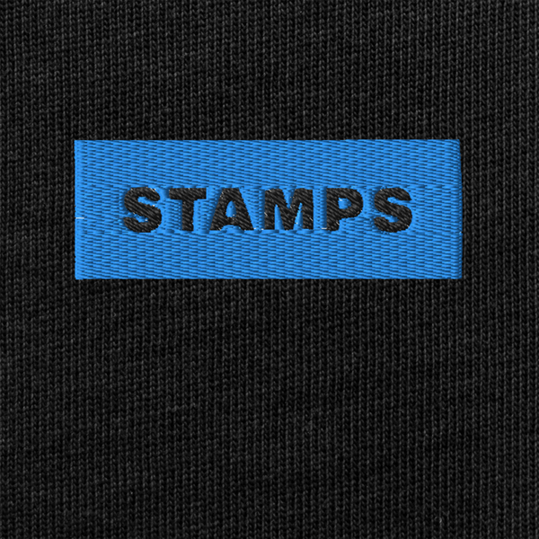 Unisex Premium Heavyweight Long Sleeve Shirt - BLACK - STAMPS (blue)