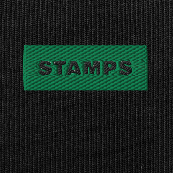 Unisex Premium Heavyweight Long Sleeve Shirt - BLACK - STAMPS (green)