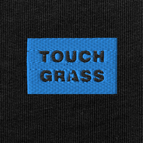 Unisex Premium Heavyweight Long Sleeve Shirt - BLACK - TOUCH GRASS (blue)