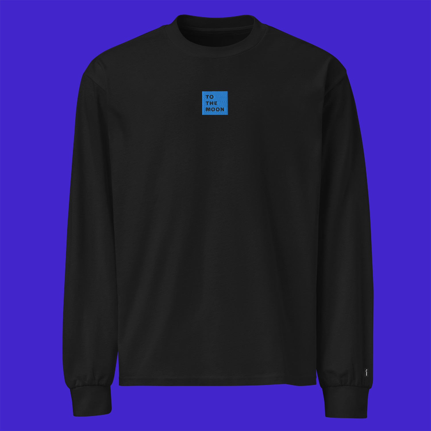 Unisex Premium Heavyweight Long Sleeve Shirt - BLACK - TO THE MOON (blue)