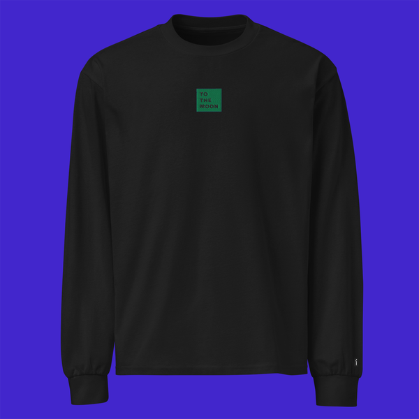 Unisex Premium Heavyweight Long Sleeve Shirt - BLACK - TO THE MOON (green)