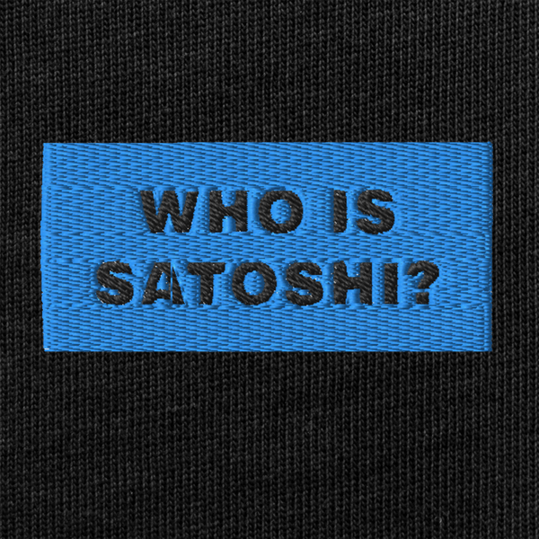 Unisex Premium Heavyweight Long Sleeve Shirt - BLACK - WHO IS SATOSHI (blue)