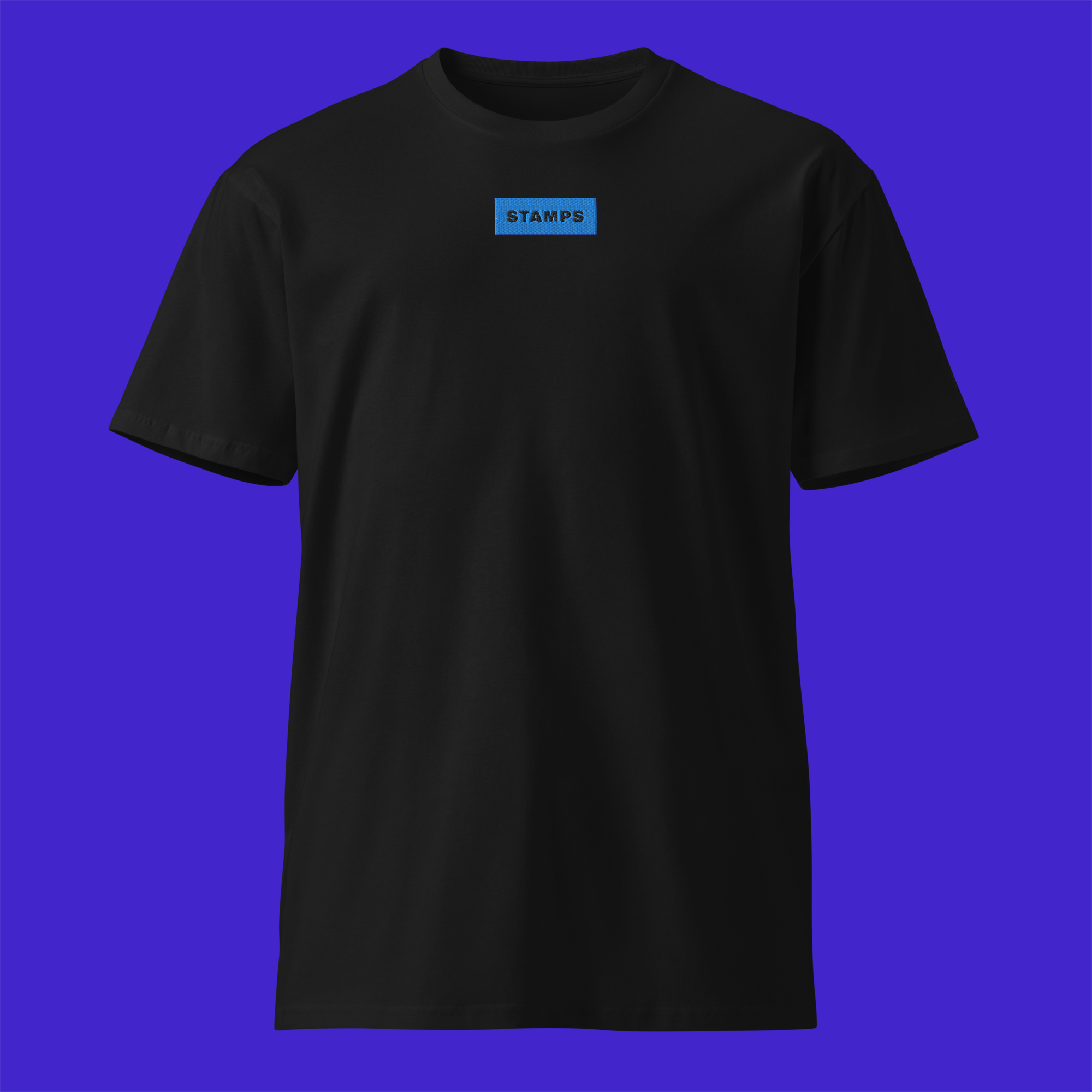 Unisex Premium T-Shirt - Black - STAMPS (blue)