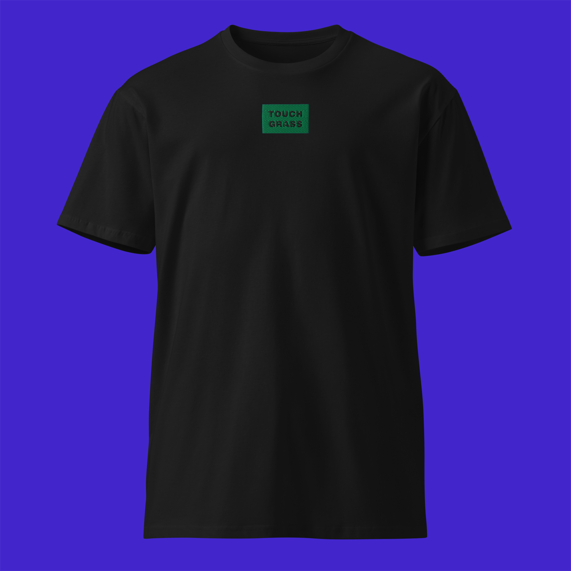 Unisex Premium T-Shirt - Black - TOUCH GRASS (green)