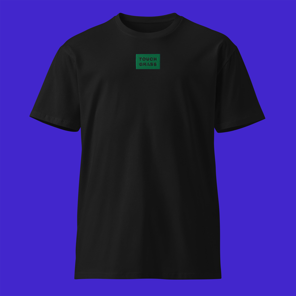 Unisex Premium T-Shirt - Black - TOUCH GRASS (green)