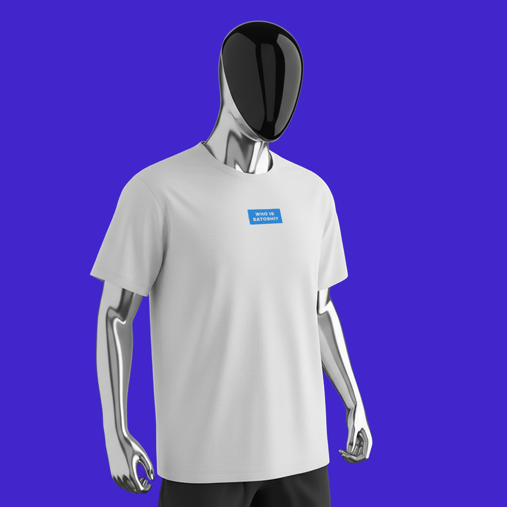 Unisex Premium T-Shirt - White - WHO IS SATOSHI (blue)