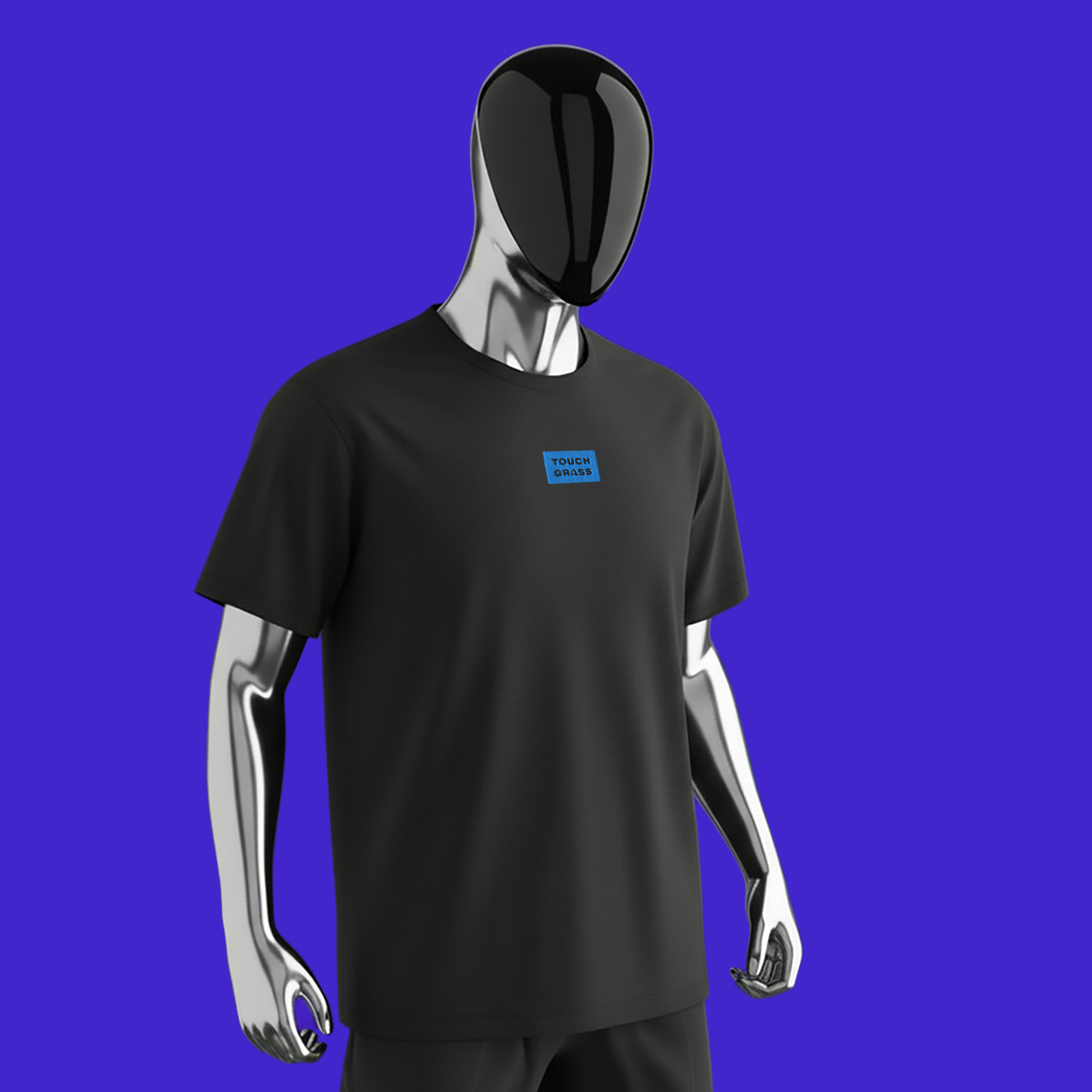 Unisex Premium T-Shirt - Black - TOUCH GRASS (blue)