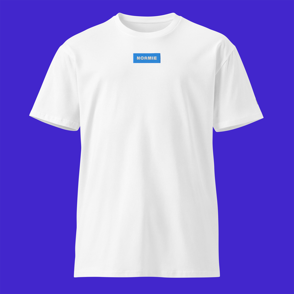 Unisex Premium T-Shirt - White - NORMIE (blue)