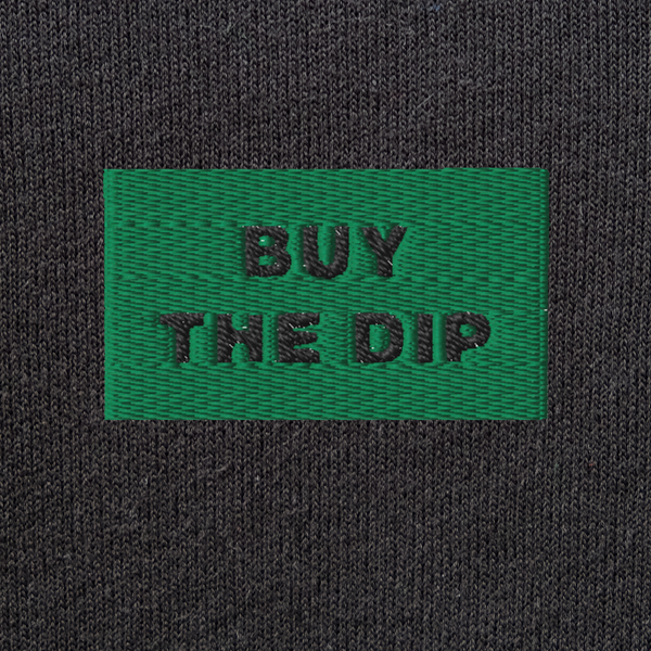 Unisex Pullover Hoodie - BLACK - BUY THE DIP (green)