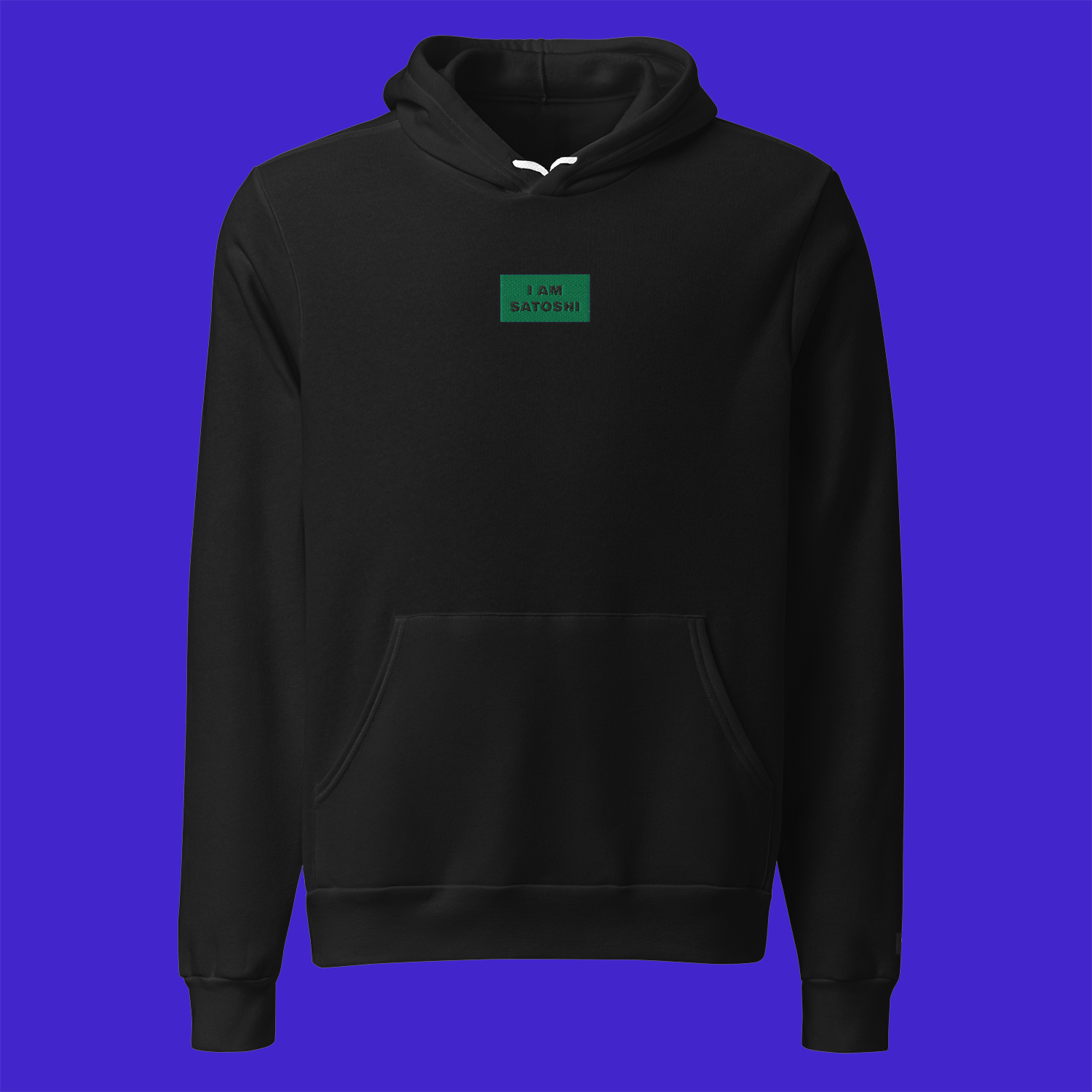 Unisex Pullover Hoodie - BLACK - I AM SATOSHI (green)