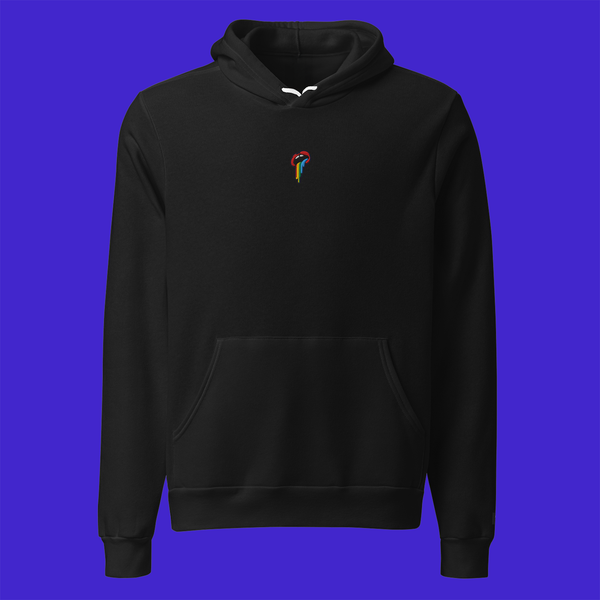 Unisex Pullover Hoodie - BLACK - Rainbow