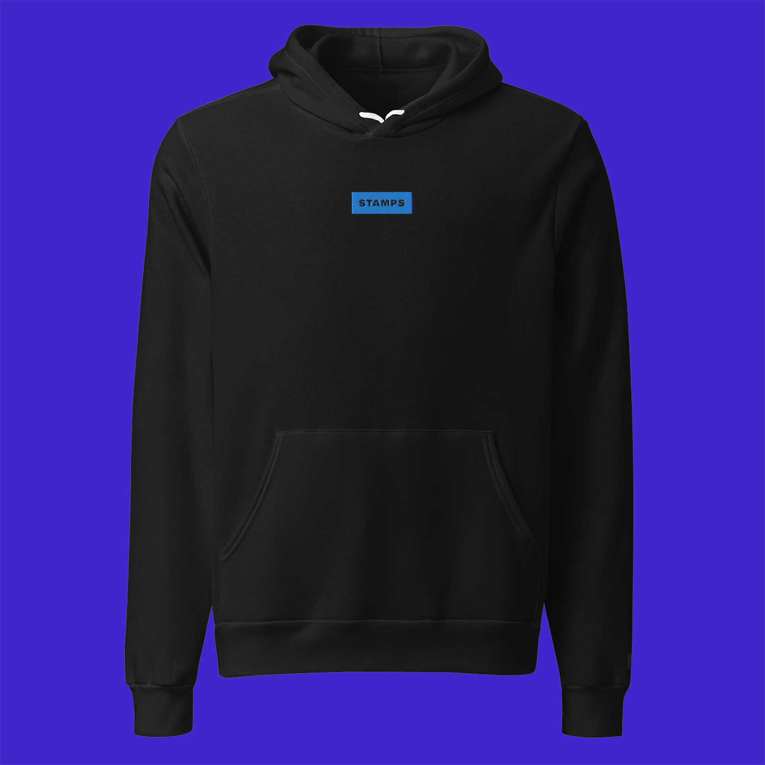Unisex Pullover Hoodie - BLACK - STAMPS (blue)