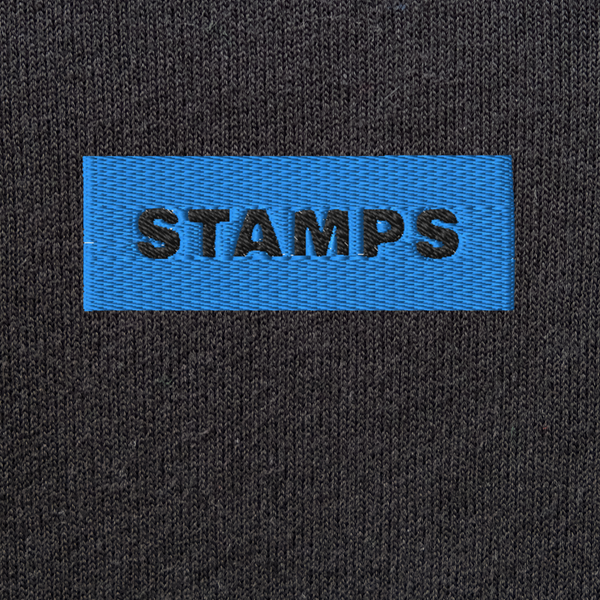 Unisex Pullover Hoodie - BLACK - STAMPS (blue)