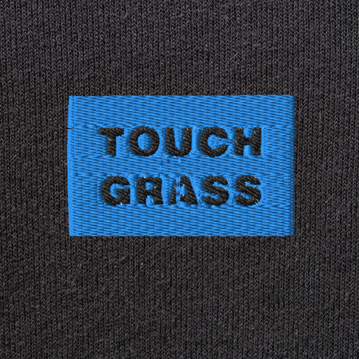Unisex Pullover Hoodie - BLACK - TOUCH GRASS (blue)