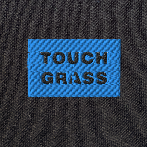 Unisex Pullover Hoodie - BLACK - TOUCH GRASS (blue)