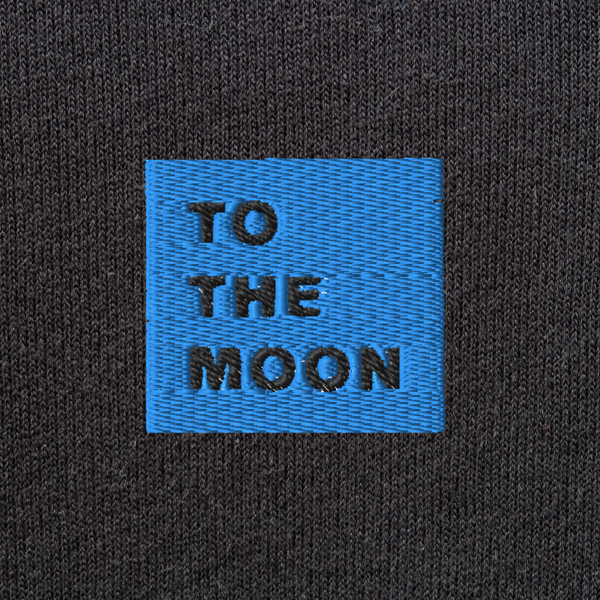 Unisex Pullover Hoodie - BLACK - TO THE MOON (blue)