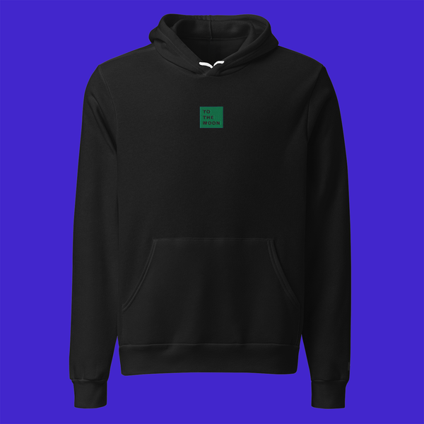 Unisex Pullover Hoodie - BLACK - TO THE MOON (green)